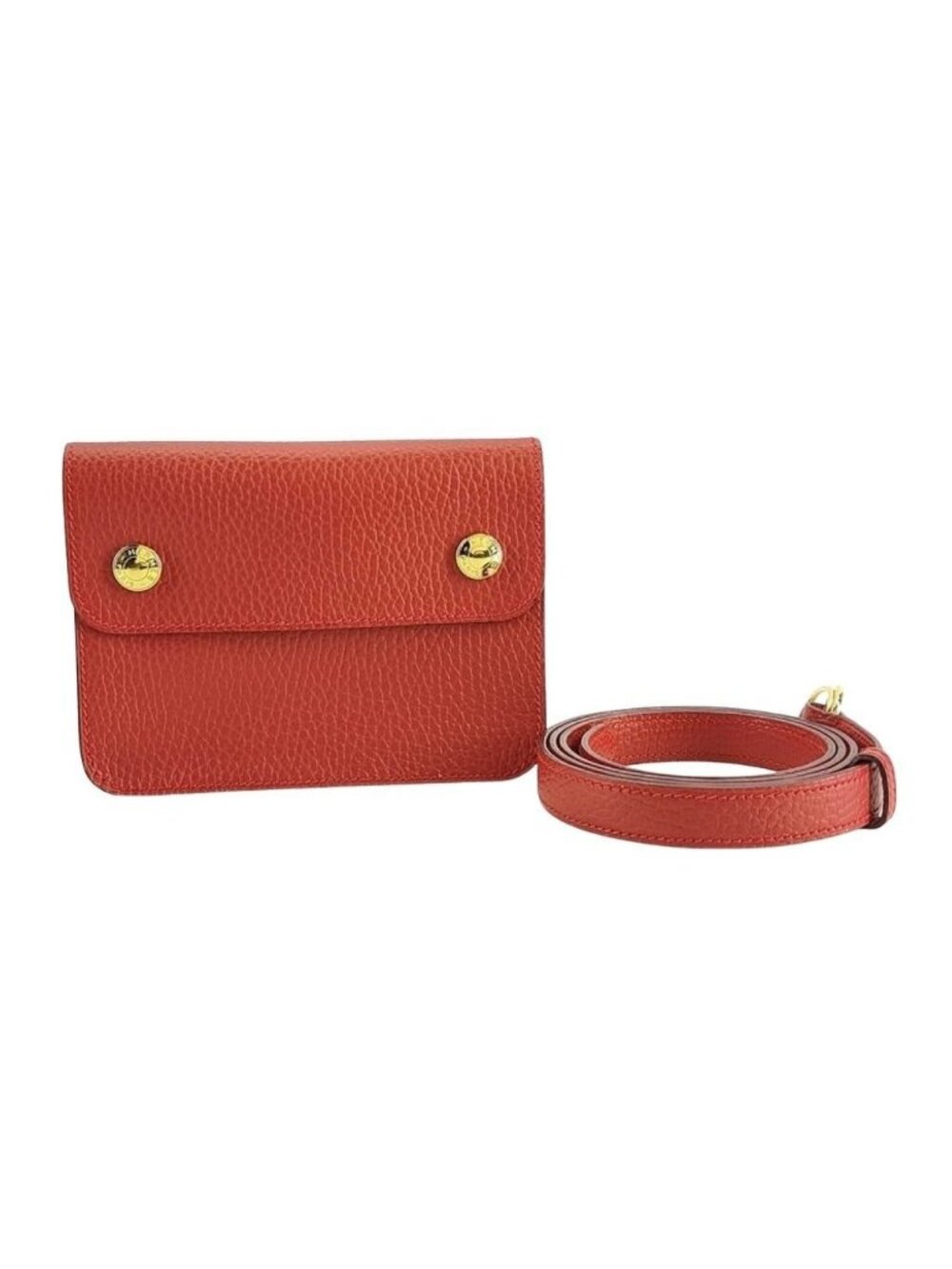 Hermes Waist Bag Pochette Green Red Leather Gold